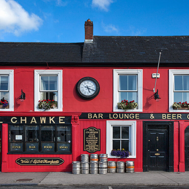 Bright red pub in Ireland.