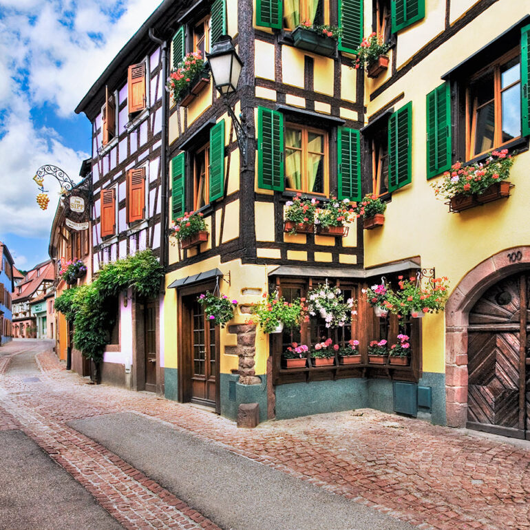 Brightly painted houses.