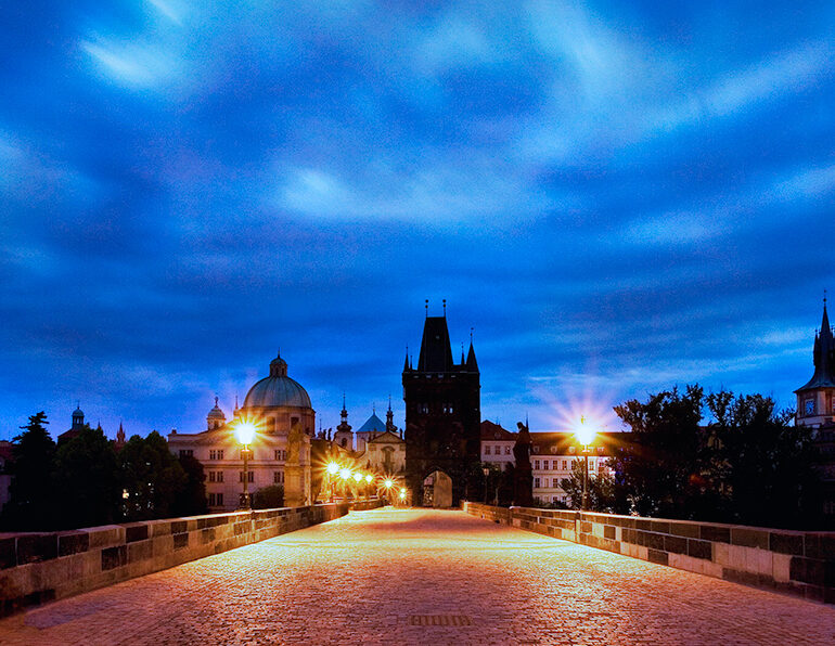 Charles Bridge at night.