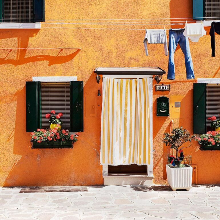 Bright orange house in Venice.