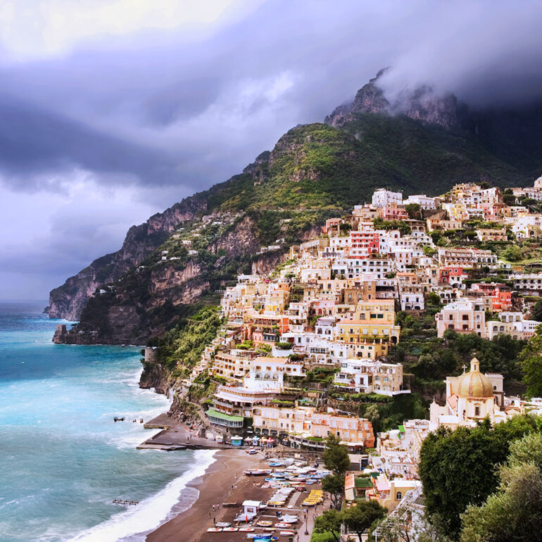 Positano harbor before a storm.